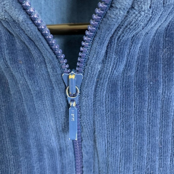 Vintage Ribbed Velour Blue 3/4 Zip Long Sleeve Shirt Sz S Mock Neck - Picture 6 of 17